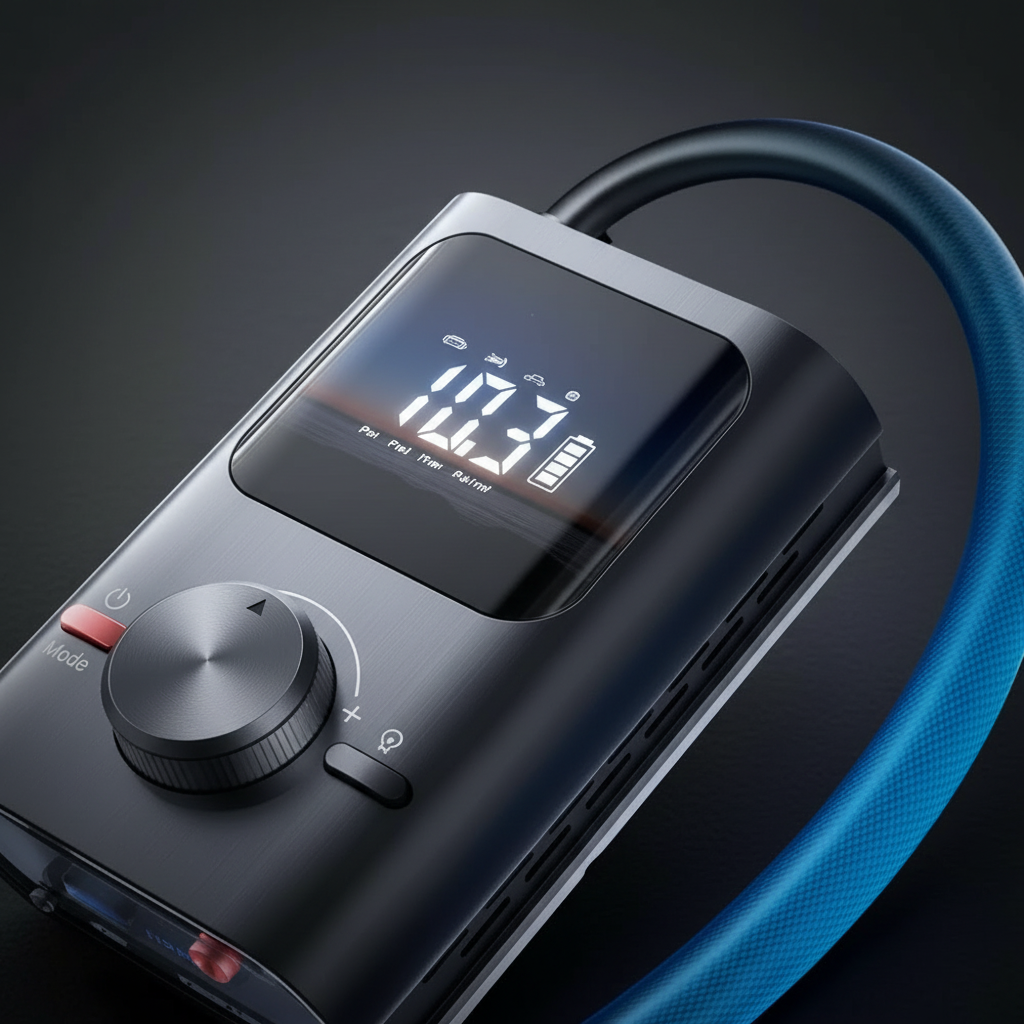 Digital tire inflator portable air compressor with LED PSI display